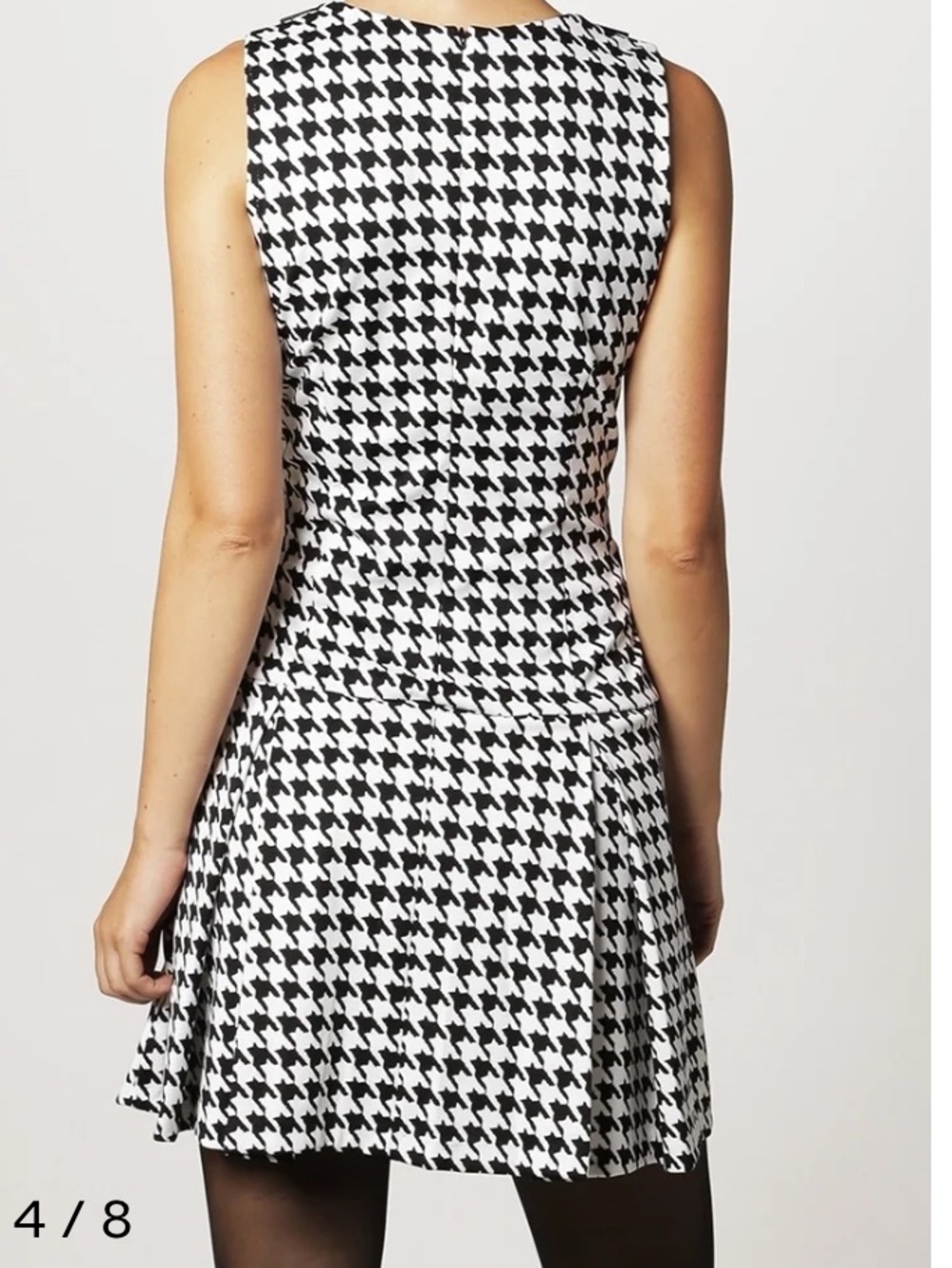 Michael Kors Black & White Houndstooth Sleeveless Mini Dress Size 4 - Picture 2 of 11